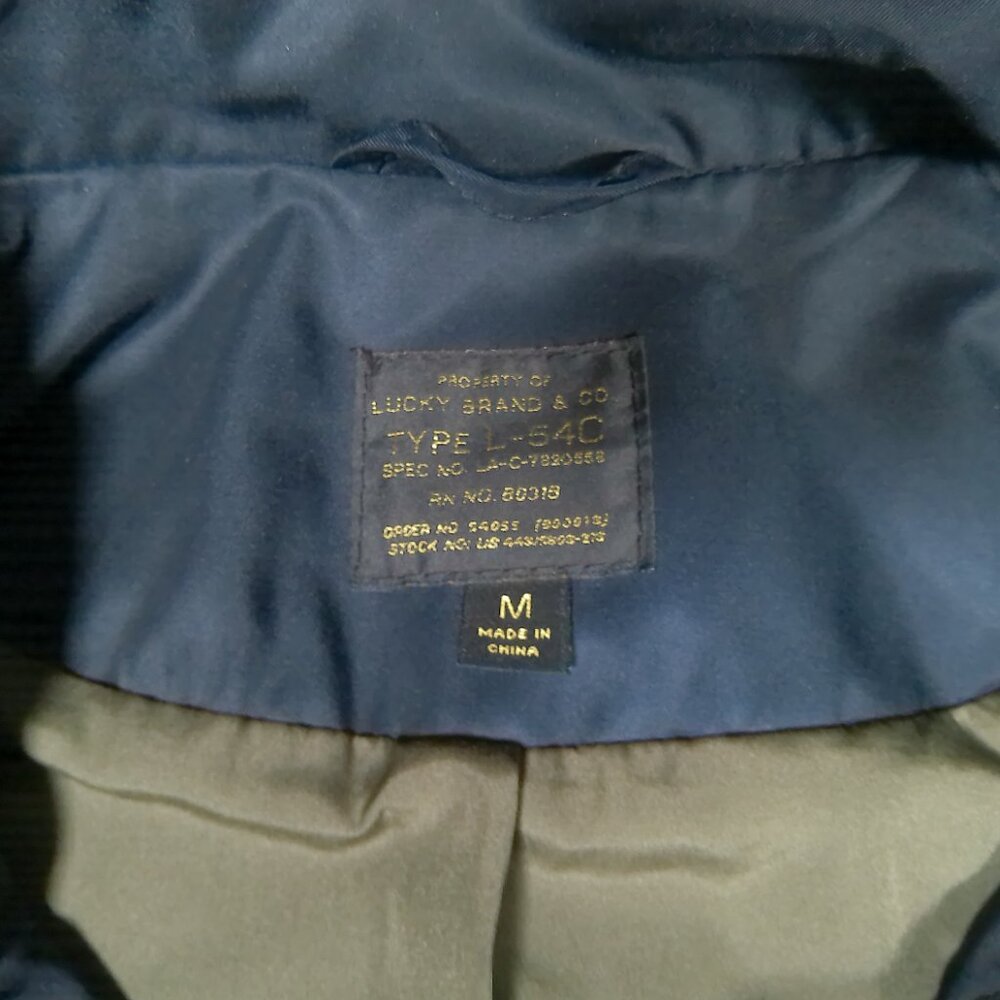 Lucky Brand Type L-54C Field Jacket Men Medium Navy Blue Military M65 Style Coat - Picture 3 of 12